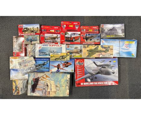 A collection of un-made Airfix and other model kits.