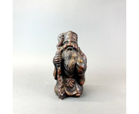 An early 20th Century Chinese 'chalk' pottery figure of Shou-Lao, h. 39CM.