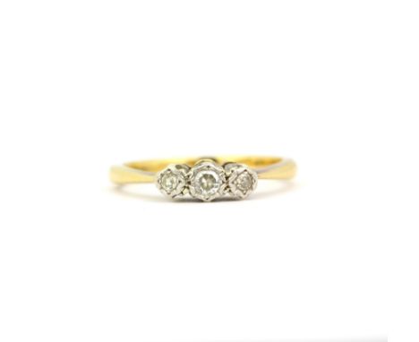 An 18ct yellow gold diamond set ring, (K).