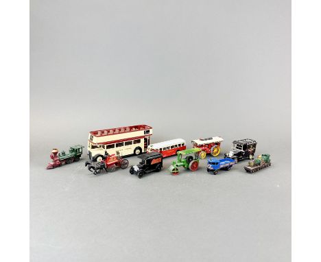 A group of die cast model vehicles.