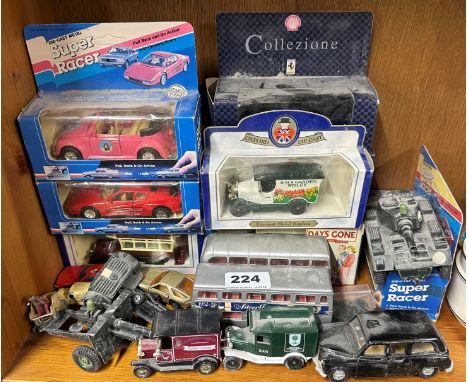 A group of die cast model vehicles.