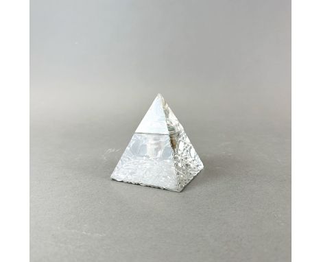 A 19th Century cut glass pyramid inkwell, H. 10cm. Minor chip to tip and some corners.