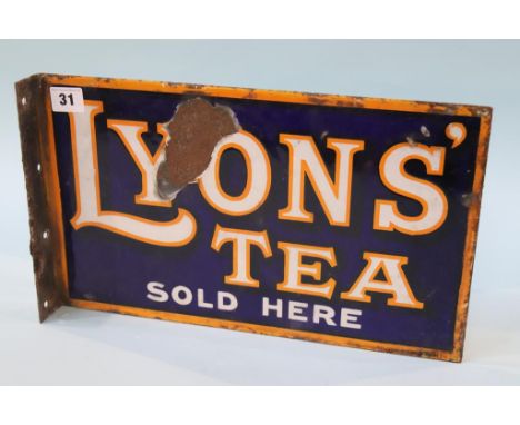 A wall mounted 'Lyons Tea Sold Here', enamel sign, 38 x 23cm