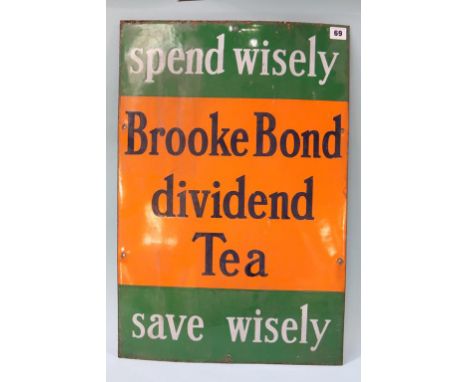 An enamel sign 'Brooke Bond Dividend Tea', 42 x 62cm