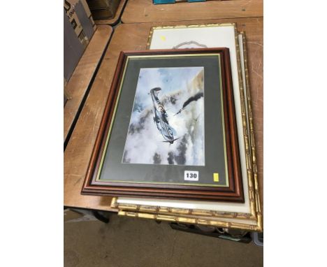 Two framed Oriental panels and a print