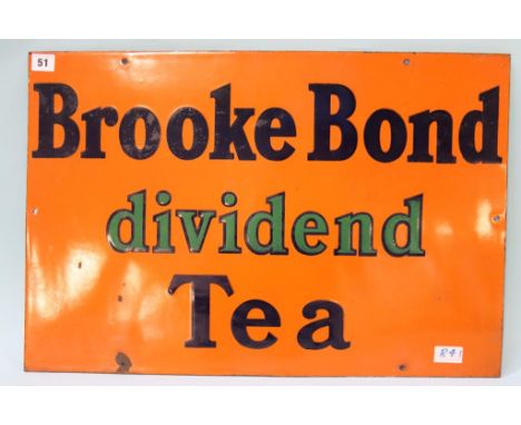 An enamel sign 'Brooke Bond Dividend Tea', 42 x 63cm