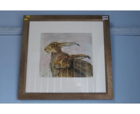 A limited Edition print, 'Two Hares', after Kate Wyatt, no. 43 of 195