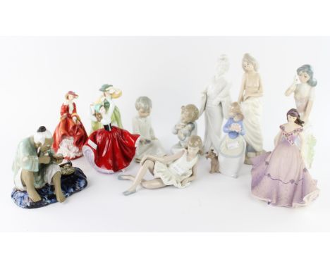 A group of porcelain figures including; Royal Doulton, Lladro style, Nao, and other similar (12)