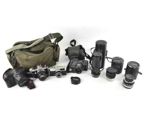 A Pentax ME super camera body, with a Pentax 1:1.4, lens together with three Tamarron lenses and cases, with an addition an O