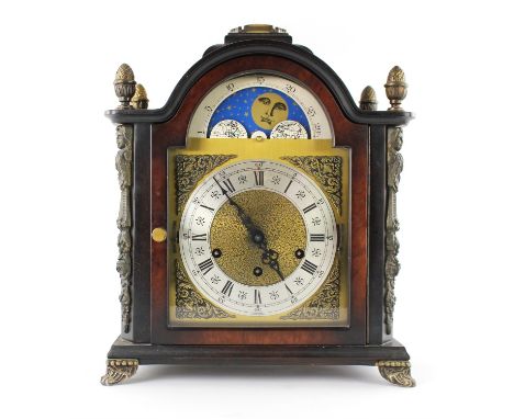 A late 20th century, German, arch top mantel clock, 37cm high.
