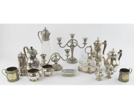 A silver plated four piece coffee and tea set, marked Barker Ellis to base, to comprise coffee pot, tea pot, milk jug and sug
