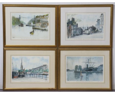 LOUIS WARD, RWA (1913-2005) Four signed limited edition prints of views of Bristol, each 25cm x 37.5cm, framed &amp; glazed (