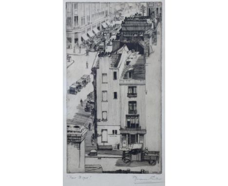 PHILIP YOUNGMAN CARTER (1904-1969) “Regent Street 1925”, etching, signed &amp; dated ’25 in the plate, Signed &amp; inscribed