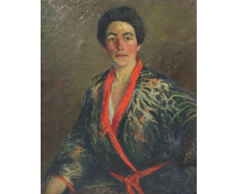 ENGLISH SCHOOL, early 20thC. A portrait of Ellen M. Farnham (nee Starr), oil on canvas, inscribed &amp; dated 1923 verso, 76c
