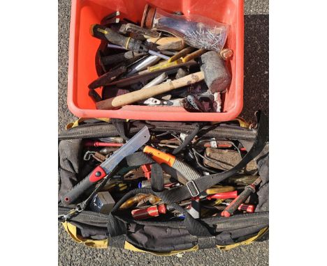 A quantity of hand tools to two containers