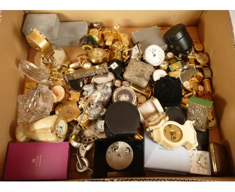 A collection of miniature and novelty clocks, to include, Wedgwood, Casio, and Westclox. (1 box)