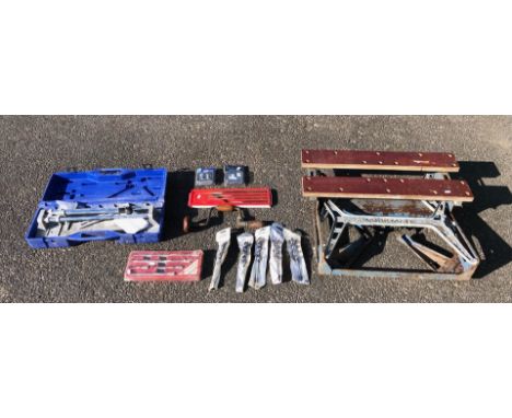A boxed five piece Bergen 1/2" socket extension set, a boxed four piece Bergen punch set, a boxed chrome wall light adjuster,