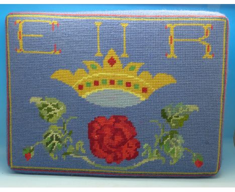 A Queen Elizabeth II tapestry knee pad