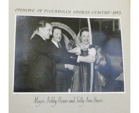 An album of black and white photographs relating to the socialite Major Huskisson, who worked at Simpsons Department Store, P