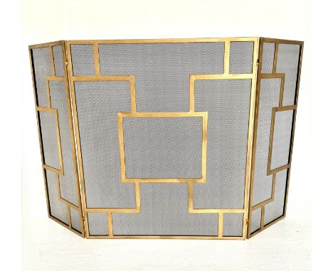 FIRE SCREEN, 85cm H, central panel 71cm W, end panels 32cm W, Art Deco design, gilt metal frame 
