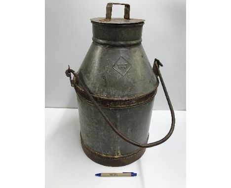 A vintage style milk churn with swing handle, approx 51 cm high excluding handle