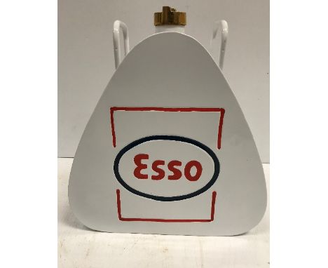 A modern painted metal triangular fuel can inscribed "Esso" 34 cm