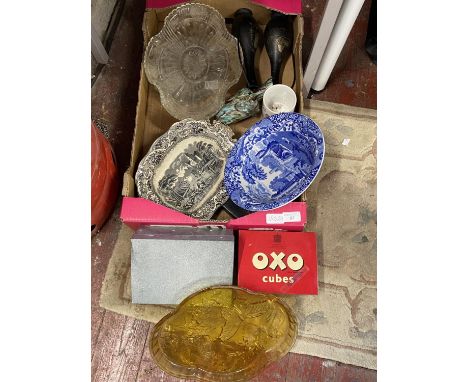 A box of assorted collectables including Italian Spode, shipping unavailable 