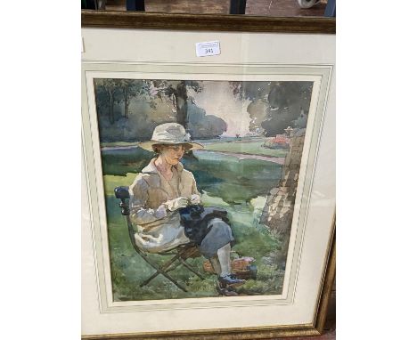 A large signed portrait watercolour by George Harrison (RCA 1867-1950) dated 1927 72x60cm, shipping unavailable 