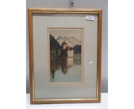 A Reginald Green framed coloured etching, signed by artist 