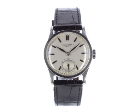 Patek Philippe & Co, Genéve Calatrava stainless steel gentleman's wristwatch, ref. 96,circa 1940s, signed circular silvered d