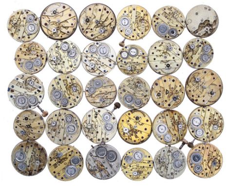Thirty cylinder fob watch movements with enamel dials