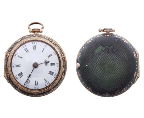 Edward Pamer - George III gilt metal and shagreen verge pair cased pocket watch, circa 1800, the fusee movement signed Edw (E