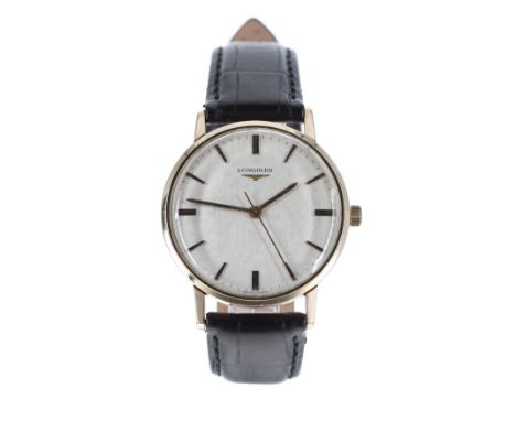Longines 9ct gentleman's wristwatch, circa 1975, serial no. 51779xxx, circular silvered dial with baton markers and centre se