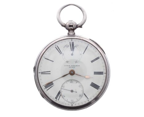 Victorian silver fusee lever 'up/down' dial pocket watch, London 1882, the movement signed John Nelson, Bury, no. 22253, with