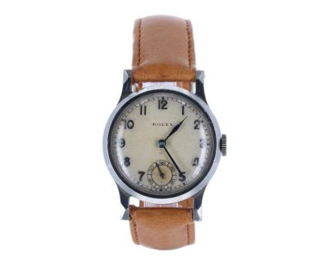 Rolex stainless steel gentleman's wristwatch, ref. 2831, circa 1930s, serial no. 0281xx, signed circular dial with applied Ar