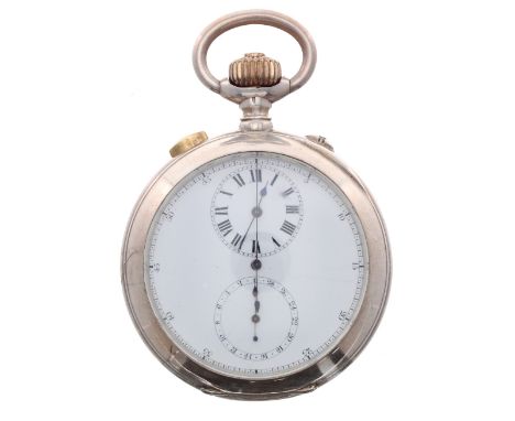 Rare 'Patent Double Roller' silver (0.875) centre seconds chronograph lever pocket watch, the gilt frosted three quarter plat