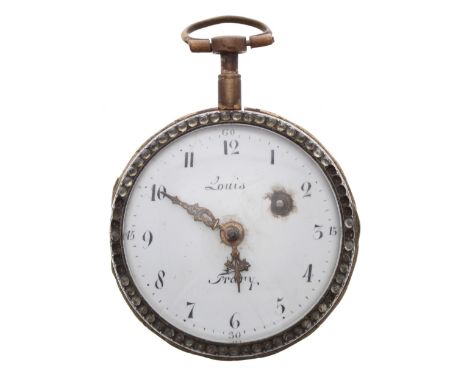 Continental gilt metal fusee verge pocket watch, the movement signed L. Frary, A' Geneve with pierced engraved balance bridge