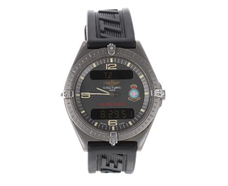 Breitling 1884 Areospace Navitimer 'The Red Arrow' titanium gentleman's wristwatch, ref. E56059, serial no. 27xxx, the dial b
