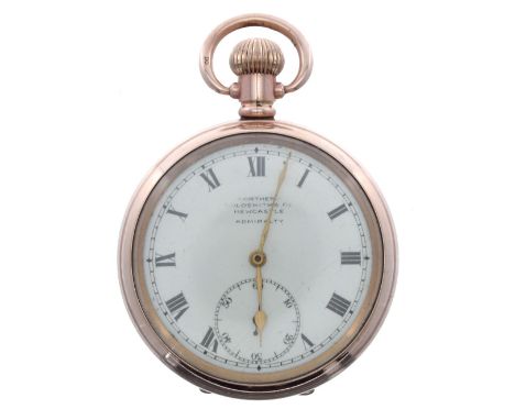 Swiss gold plated lever pocket watch, the movement branded Northern Goldsmiths Co. Newcastle with compensated balance and reg
