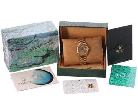 Rolex Oyster Perpetual Day-Date 18ct gentleman's bracelet watch, ref. 18038, circa 1980s, fluted bezel and president bracelet