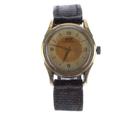 Tissot 'bumper' automatic gold plated and stainless steel gentleman's wristwatch, ref. 6548-3, circular two tone dial with qu