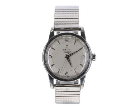 Omega automatic 'bumper' stainless steel gentleman's wristwatch, ref. 2576-4, circa 1947-50, serial no. 11768xxx, silvered di