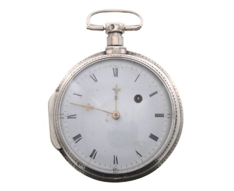 Continental silver verge pocket watch, the fusee movement signed E. Dhon Thiel, with pierced engraved balance bridge, three a