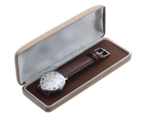 Corum automatic stainless steel gentleman's wristwatch, circular silvered dial with Roman numerals, date aperture at the six 