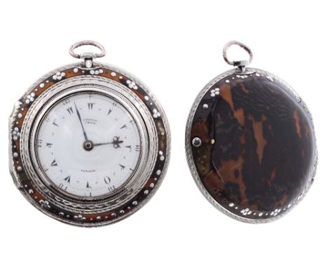 George Prior - George III silver and tortoiseshell verge triple cased pocket watch made for the Turkish Market, London 1797, 