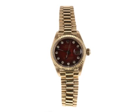 Rolex Oyster Perpetual Datejust 18ct lady's bracelet watch, ref. 6917, circa 1979, serial no. 6249xxx, fluted bezel, custom r