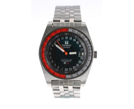 Tissot Navigator PR-516 automatic stainless steel gentleman's bracelet watch, ref. 44624-1X, circular dial with Arabic 24-hou