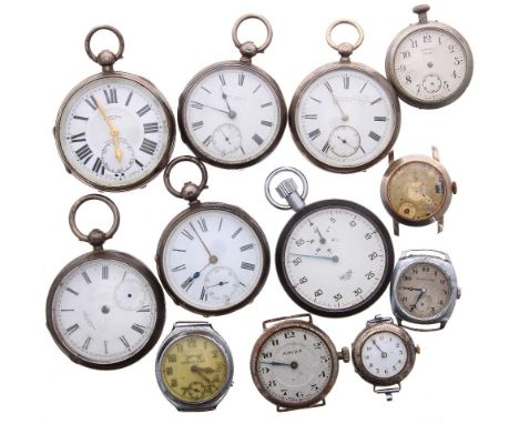 Assorted pocket and wrist watches for repair to include a silver fusee lever pocket by Adam Burdess of Coventry; John Bennett