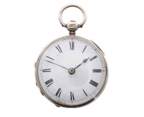 Victorian small silver verge pocket watch, London 1854, plain unsigned fusee movement, no. 2739, with flat steel three arm ba