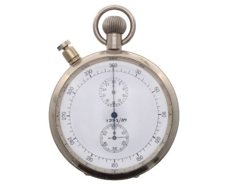 British Air Ministry nickel cased split seconds pocket stopwatch, the movement numbered 8411, the dial numbered 1391/39 with 